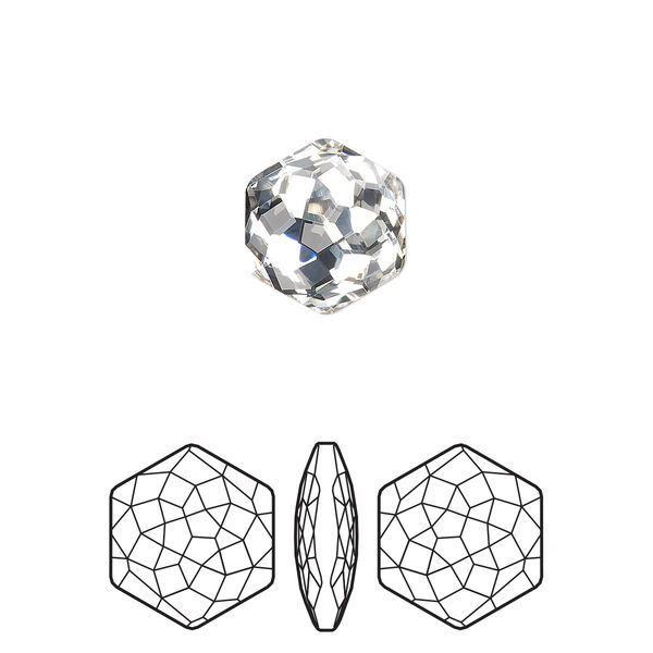 Fancy stone 2pk crystal foil back, Crystal Passions® 11.2x10mm thin hexagon 4683 image number 0