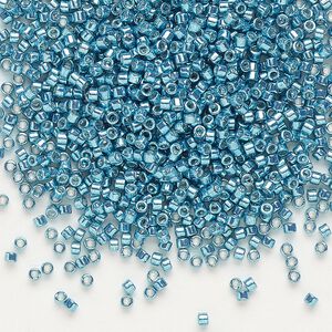 Seed bead, Delica®, glass, pkg/50g, #11 round, opaque galvanized dark aqua (DB-0427).
