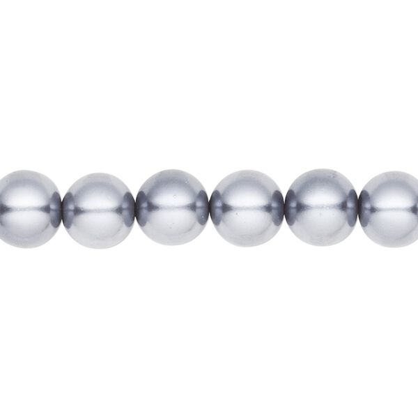 Bead, crystal pearl, pewter, 8mm round. Sold per pkg of (2) 15-1/2" to 16" strands, approximately 100 beads. image number 0