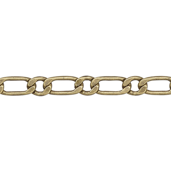 Chain, antique brass-plated brass, 5mm long and short flat oval. Sold per pkg of 5 feet. image number 0