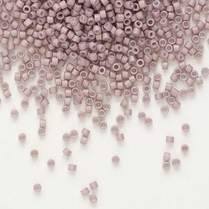Seed bead, Delica®, glass, pkg/7.5g, #11 round, opaque matte gold luster dusty mauve (DB-0379).