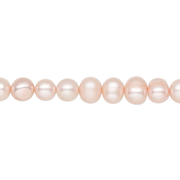 Pearl 1pkg1, cultured freshwater, semi-round C grade, 15 inch 4-5mm dyed salmon image number 0
