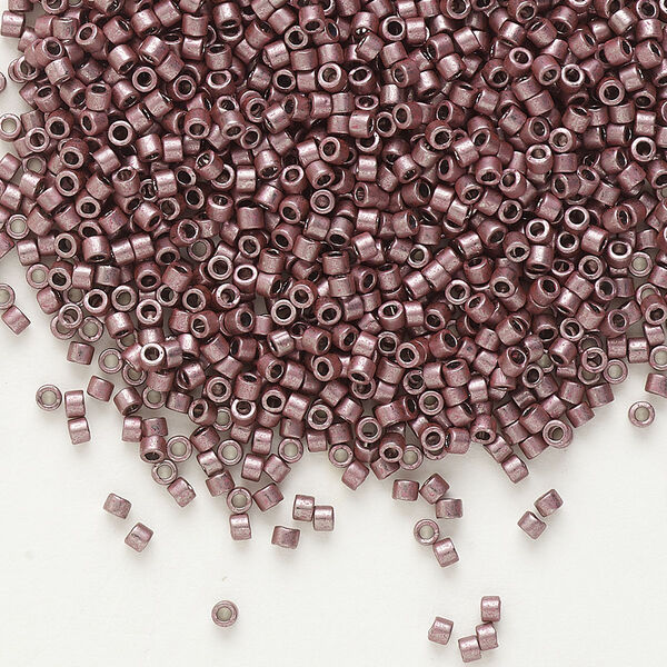 Seed bead, Delica®, glass, pkg/7.5g, #11 round, opaque nickel-plated dyed color dark mauve (DB-0462). image number 0