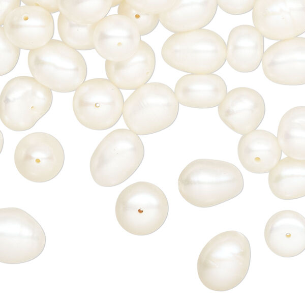 Pearl mix, cultured freshwater (bleached), white, 5-8mm mixed shape, D grade, Mohs hardness 2-1/2 to 4. Sold per 2-ounce pkg. image number 0