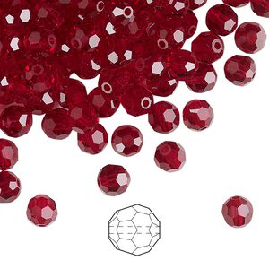 Bead 24pk Siam, Preciosa Czech crystal 5mm round