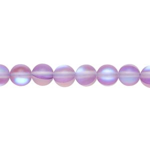 Bead, iridescent glass, translucent matte purple and blue, 6mm round. Sold per 15-1/2 to 16-inch strand.