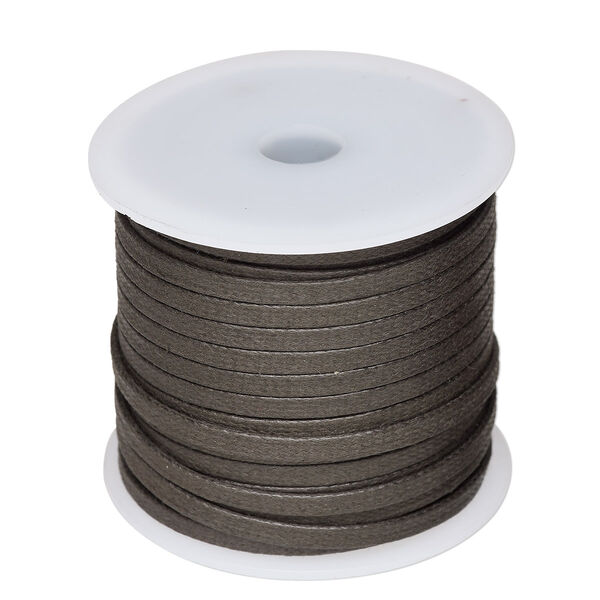 Cord, waxed cotton, brown, 4mm flat. Sold per 25-meter spool. image number 0