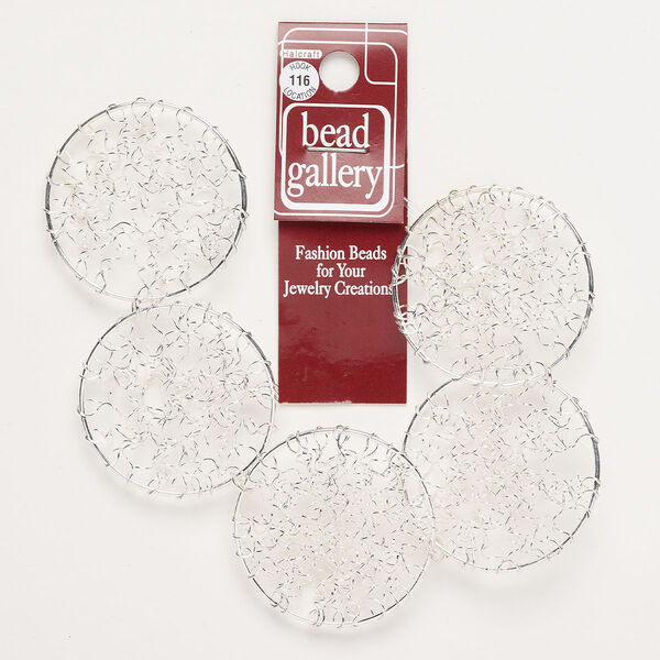 Focal, silver-finished steel, 41mm wire-wrapped round. Sold per pkg of 5. image number 0