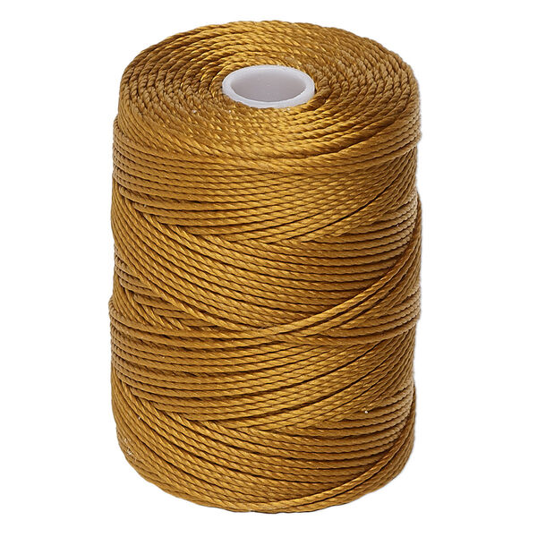 Thread, C-Lon®, nylon, gold, 0.5mm diameter. Sold per 92-yard spool. image number 0
