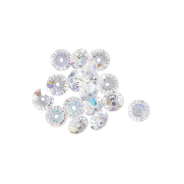 Bead 16pk crystal AB, vintage Preciosa Czech crystal 5x3mm saucer image number 0