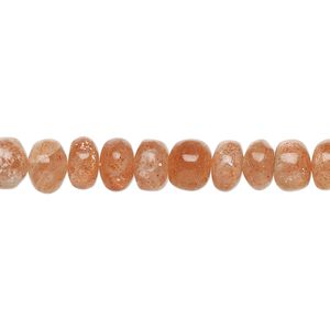 Sunstone 1pkg1, hand-cut rondelle bead natural 14 inch 6x4mm-8x6mm