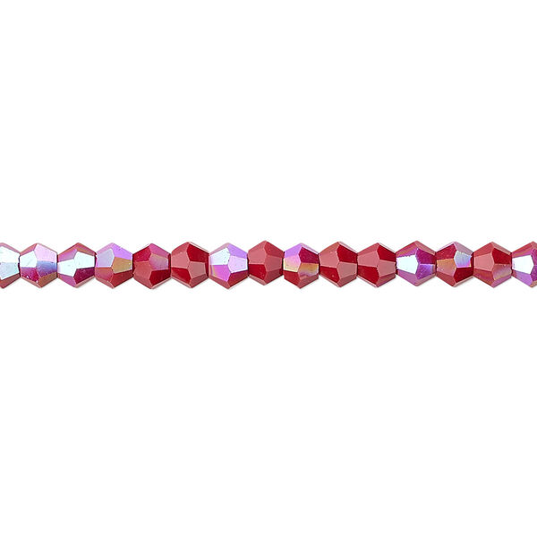 Bead 1pk opaque red AB, Celestial Crystal® 4mm bicone 15.5-16 inch image number 0