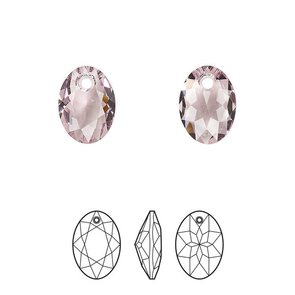 Drop 2pk light amethyst, Crystal Passions® 11.5mm pendant elliptic cut 6438 image number 0