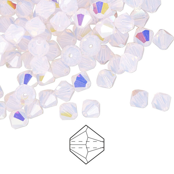 Bead 144pk rose opal AB, Preciosa Czech crystal 5mm bicone image number 0