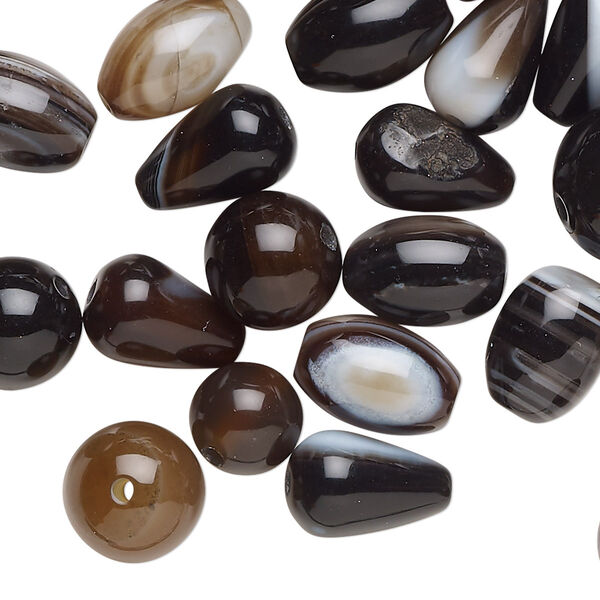 Black agate / red agate / grey agate 1pkg1, hand-cut mixed shape bead C grade, 2 oz mix 8-12mm image number 0