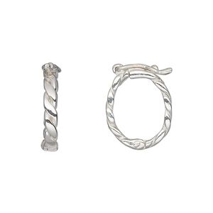 Clasp twister 1pkg1 sterling silver, 18x13.5mm hinged twisted oval / safety latch, JBB Findings 1-strand
