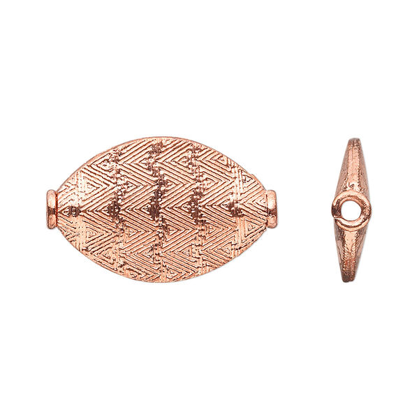 Bead, copper, 24x15mm textured marquise. Sold per pkg of 2. image number 0