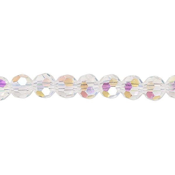 Bead 1pk 32 facets transparent clear AB, Celestial Crystal® 6mm round 15.5-16 inch image number 0
