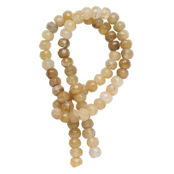 Bead, yellow iron quartz (natural), 6x3mm-8x6mm hand-cut faceted rondelle, C grade, Mohs hardness 7. Sold per 13-inch strand. image number 0
