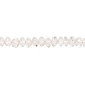 Quartz crystal 1pkg1, hand-cut saucer bead natural, 13 inch 5x3mm-6x4mm