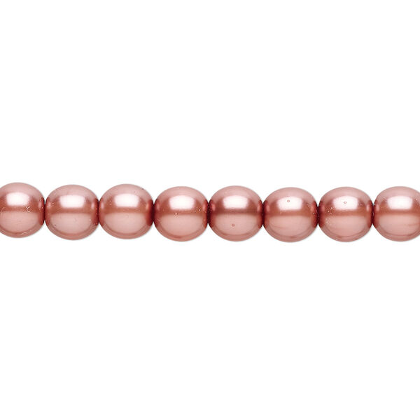 Bead, Czech pearl-coated glass druk, rose, 6mm round. Sold per 15-1/2" to 16" strand. image number 0