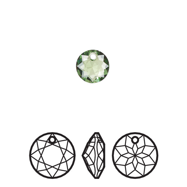 Drop 4pk peridot, Crystal Passions® Regenerated 8mm pendant classic cut 6430 image number 0