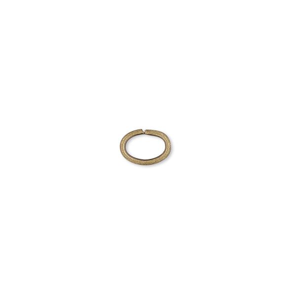 Jump ring, antique gold-plated brass, 7x5mm oval, 5.5x3.2mm inside diameter, 18 gauge. Sold per pkg of 100. image number 0