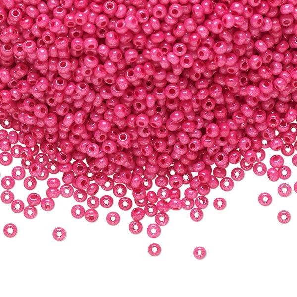 Seed bead, Preciosa Ornela Czech glass, pkg/50g, #11 rocaille, opaque terra intensive dyed pink chalkwhite, (16A77). image number 0