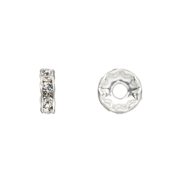 Bead 144pk crystal silver plate, Preciosa Czech crystal 10x3.5mm rondelle image number 0