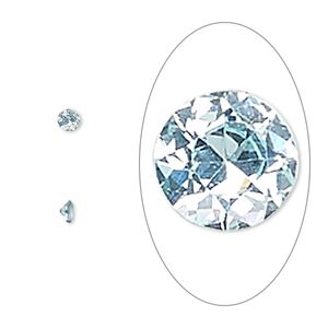 Gem, cubic zirconia, aqua blue, 3mm faceted round, Mohs hardness 8-1/2. Sold per pkg of 5.