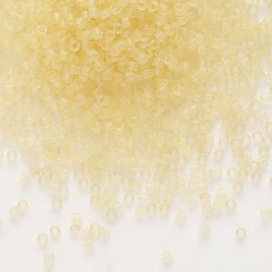 Seed bead, Delica®, glass, pkg/50g, #11 round, translucent matte glazed luster pale topaz (DB-0382).