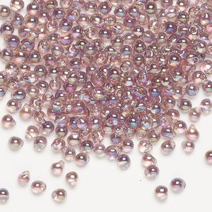 Seed bead, Miyuki, glass, pkg/250g, 3.3x2.8mm mini fringe, translucent rainbow lavender, (DP-256).