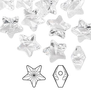 Bead 12pk crystal, Crystal Passions® 12mm star 5714