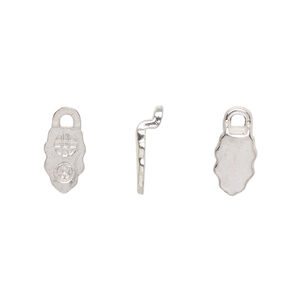 Bail, Aanraku&reg;, glue-on earring, silver-plated "pewter" (zinc-based alloy), 13x6mm with 9x6mm leaf flat base. Sold per pkg of 24.