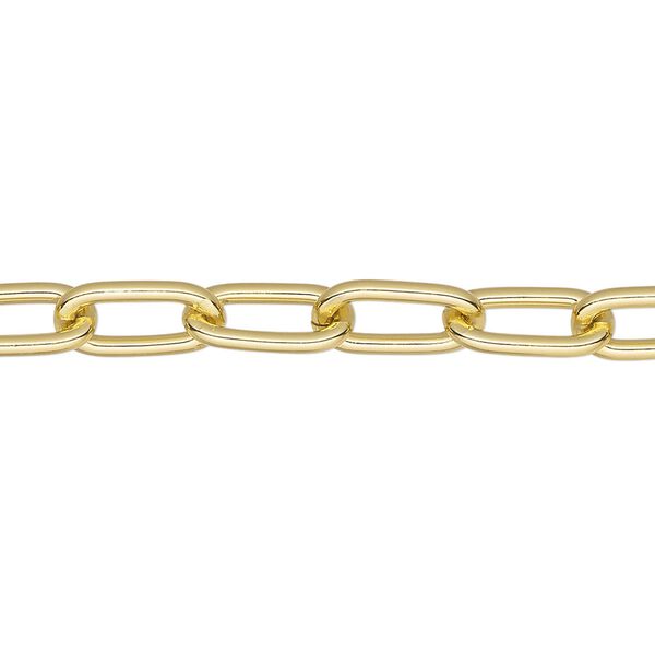 Chain, anodized aluminum, gold, 6mm long cable. Sold per pkg of 5 feet. image number 0