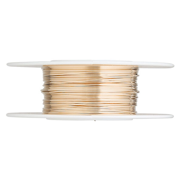 Wire, 12Kt gold-filled, full-hard, round, 24 gauge. Sold per pkg of 25 feet. image number 0