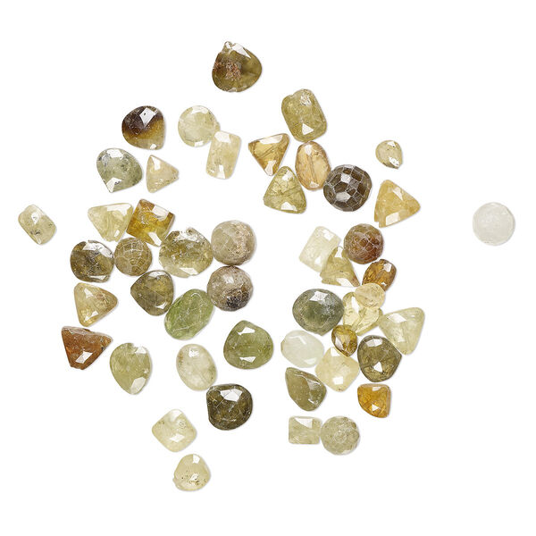 Bead mix, grossularite garnet (natural), 6x5mm-10mm hand-cut top- and center-drilled faceted mixed shapes with 0.4-1.4mm hole, C grade, Mohs hardness 6-1/2 to 7-1/2. Sold per 1-ounce pkg, approximately 40-50 beads. image number 0
