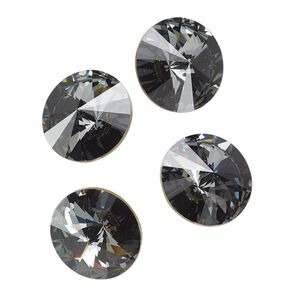 Chaton 144pk crystal silver night foil back, Swarovski® 14mm rivoli 1122