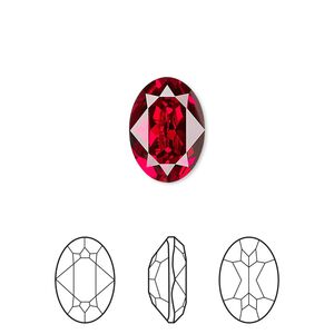 Fancy stone 144pk Siam foil back, Swarovski® 14x10mm oval 4120