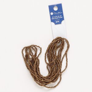 Seed bead, glass, pkg/(8)14inch, #10 round, opaque matte copper.
