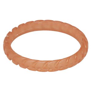 Bracelet, bangle, frosted acrylic, peach, ridged, 11.8mm wide, 8 inches. Sold individually.
