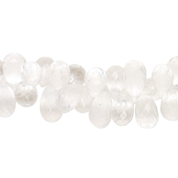 Quartz crystal 1pkg1, hand-cut top-drilled micro-faceted teardrop bead natural 7 inch 9x6mm-13x7mm image number 0