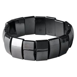 Hemalyke™ 1pkg1, double-drilled domed rectangle stretch bracelet 7.5 inch 18x10mm