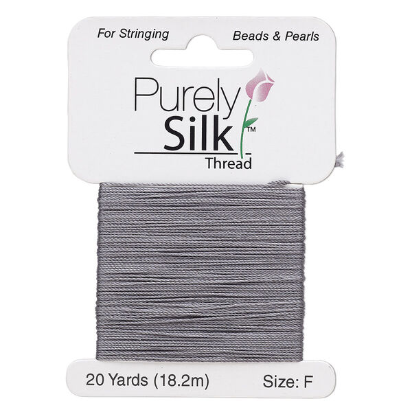 Thread, Purely Silk™, 3-ply, dark grey, size F. Sold per 20-yard card. image number 0