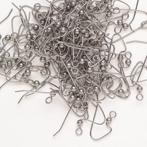 Ear wire fishhook 1pkg100, 18mm angular / 3mm ball / perfect balance / open loop, 21 gauge stainless steel 50 pair