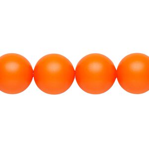 Pearl 10pk neon orange, Crystal Passions® 12mm round 5811