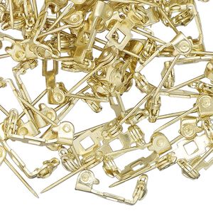 Pin back, matte gold-finished steel, 1/2 inch with locking bar. Sold per pkg of 100.