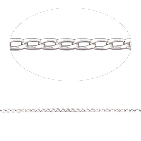 Chain, Gossamer™, sterling silver, 1mm oval curb. Sold per pkg of 5 feet. image number 0