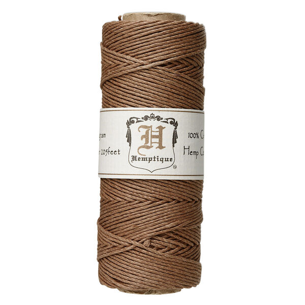Cord, Hemptique®, polished hemp, light brown, 1mm diameter, 20-pound test. Sold per 205-foot spool. image number 0
