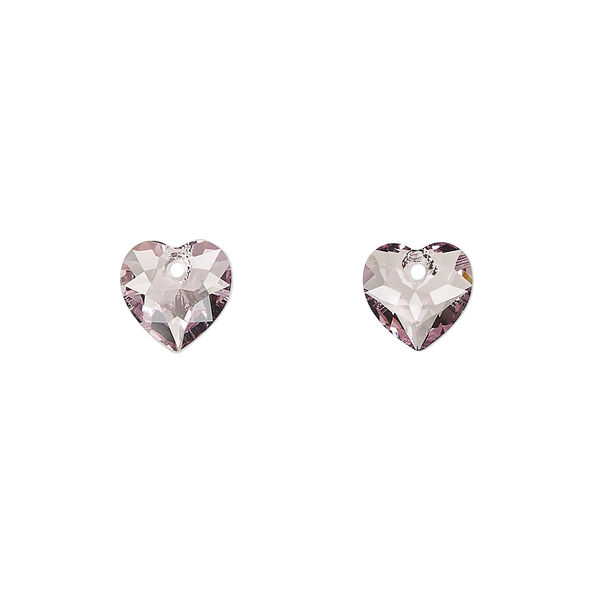 Drop 4pk light amethyst, Crystal Passions® 8mm pendant heart cut 6432 image number 0